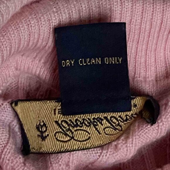 Brooks Brothers Turtleneck Sweater L Pink Merino Wool Silk Cashmere Cable Knit - Picture 5 of 7